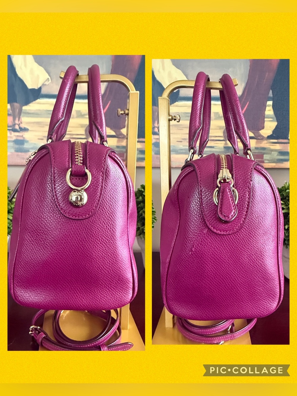 COACH F36624 🩷MAGENTA🩷 CROSSGRAIN LEATHER MINI BENNETT SATCHEL BAG - Picture 7 of 17
